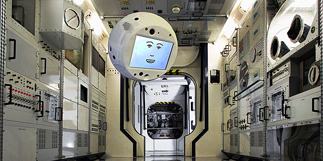 Robot head in space