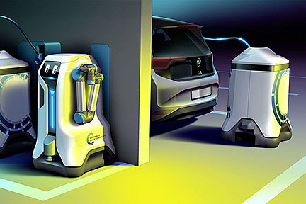 Mobile Charging Robot Brings the Battery to the Car