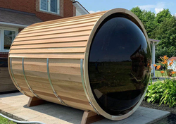 A Barrel Sauna With a Panoramic View